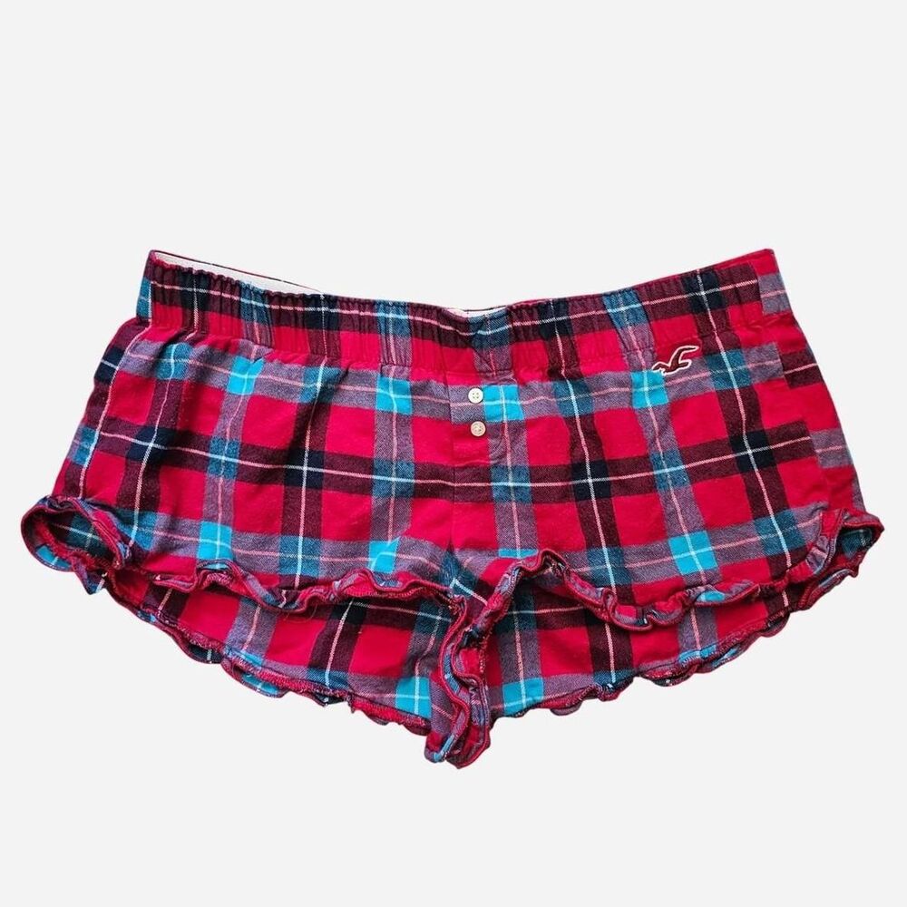 vintage y2k red flannel print hollister micro booty shorts